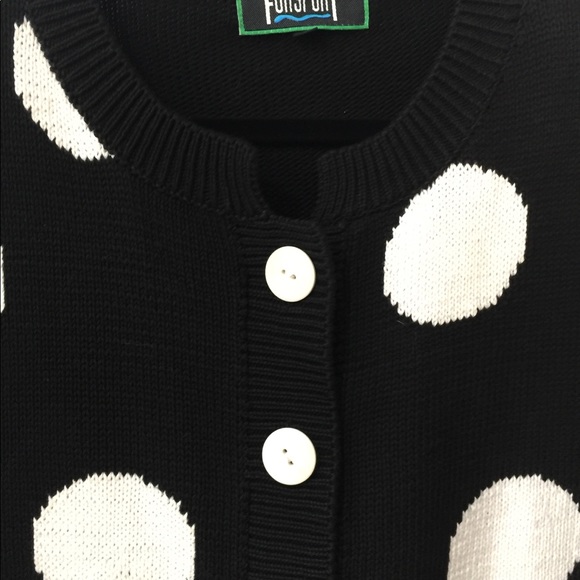 Funsport🌷Blk/White Cotton  Button Up Sweater Sz S - Picture 3 of 5